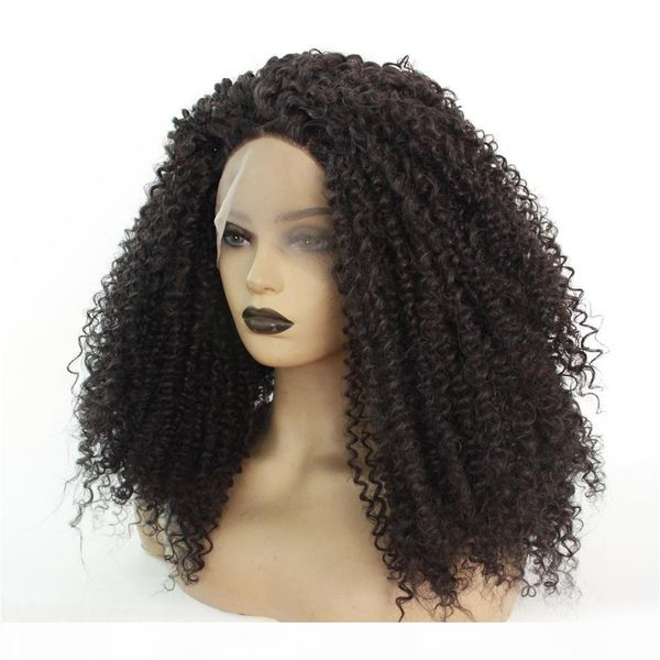 glueless afro kinky curly synthetic lace front wigs 2# dark brown high temperature heat resistant fiber full wigs for women, Black
glueless afro kinky curly synthetic lace front wigs 2# dark brown high temperature heat resistant fiber full wigs for women, Black