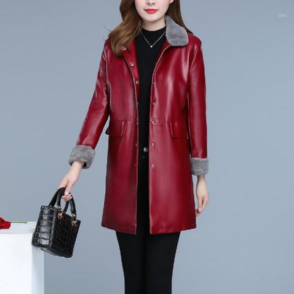 2020 winter women warm long pu leather jacket wine red slim thick turn down collar office ladies coat femme chaqueta cuero mujer1, Black
2020 winter women warm long pu leather jacket wine red slim thick turn down collar office ladies coat femme chaqueta cuero mujer1, Black