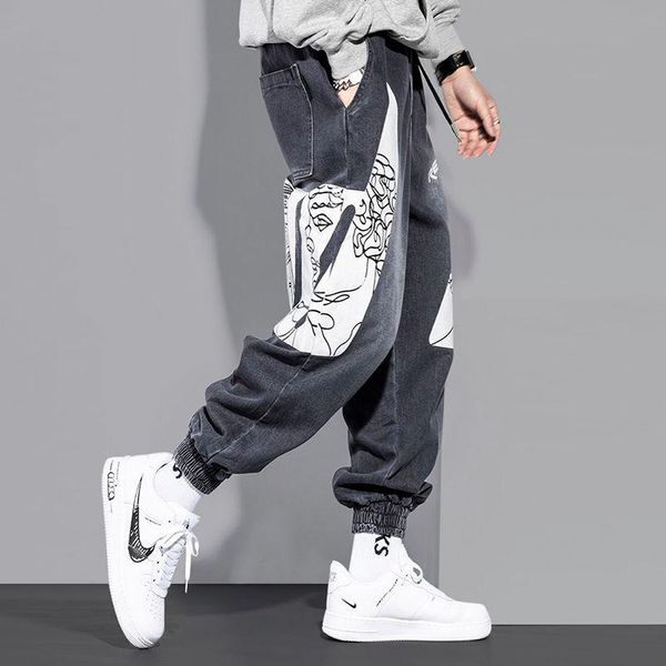 fashion print jeans men's graffiti hip hop pants loose black jeans drawstring leggings pants boys vintage streetwear baggy, Blue
fashion print jeans men's graffiti hip hop pants loose black jeans drawstring leggings pants boys vintage streetwear baggy, Blue