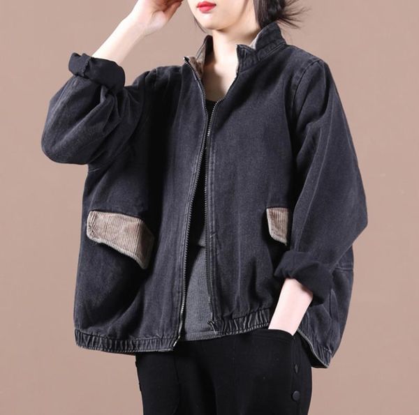 women's jackets women denim 2021 autumn winter korean loose big size pockets long sleeve casual coat for, Black;brown
women's jackets women denim 2021 autumn winter korean loose big size pockets long sleeve casual coat for, Black;brown