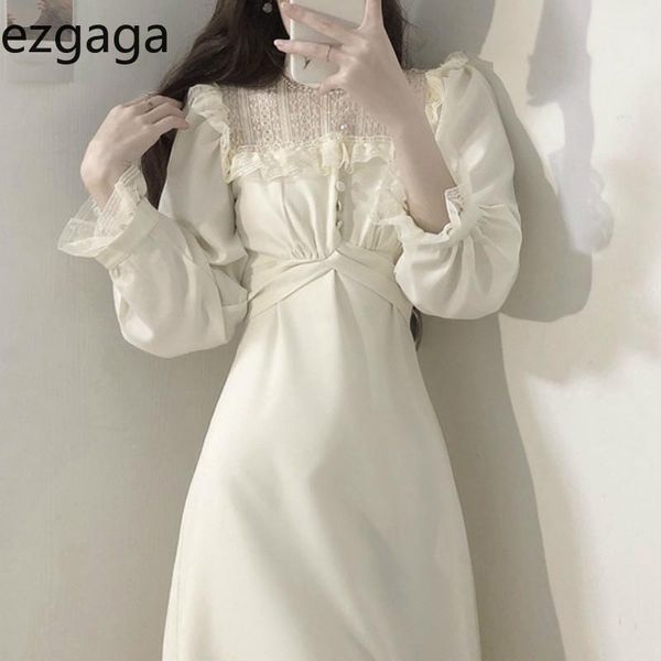 ezgaga lace patchwork vintage party dress female 2021 spring stand collar high waist flare sleeve elegant dress korean vestidos, Black;gray
ezgaga lace patchwork vintage party dress female 2021 spring stand collar high waist flare sleeve elegant dress korean vestidos, Black;gray