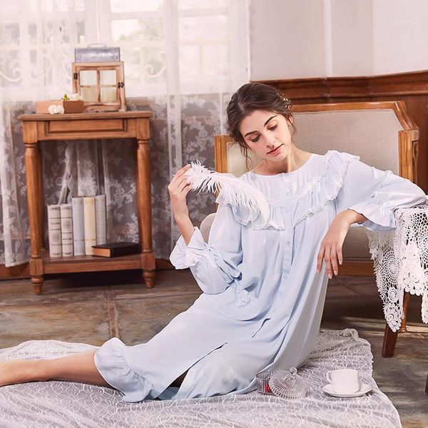 women's sleepwear elegant buttons front long sleeve night dress cotton nightgown women spring summer wear vintage home dress1, Black;red
women's sleepwear elegant buttons front long sleeve night dress cotton nightgown women spring summer wear vintage home dress1, Black;red