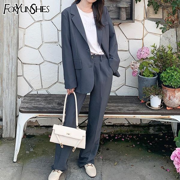 women's two piece pants foryunshes 2021 women office suit 2 set high waist wide leg classic pink blazer jacket formal suits ladies, White
women's two piece pants foryunshes 2021 women office suit 2 set high waist wide leg classic pink blazer jacket formal suits ladies, White