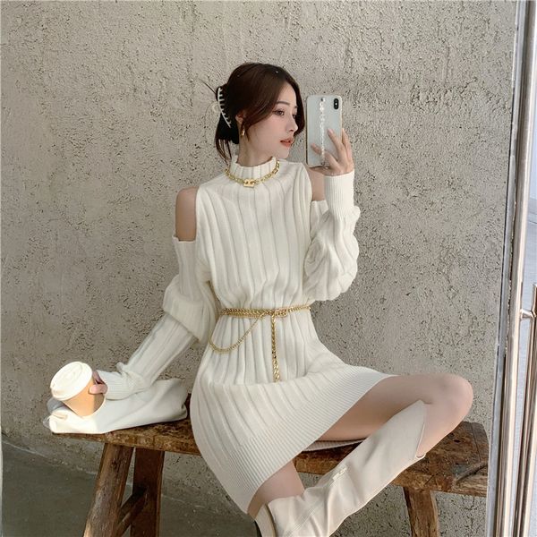 ins fashion blogger recommends taking care of machine off shoulder soft waxy high collar mid long wool dress 
ins fashion blogger recommends taking care of machine off shoulder soft waxy high collar mid long wool dress