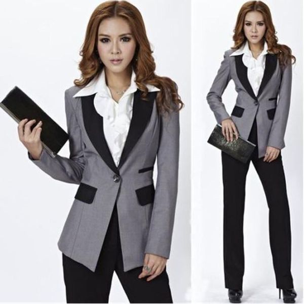 women pant suits female office uniform grey jacket+black pants women ladies business office tuxedos work wear new suits1, White
women pant suits female office uniform grey jacket+black pants women ladies business office tuxedos work wear new suits1, White