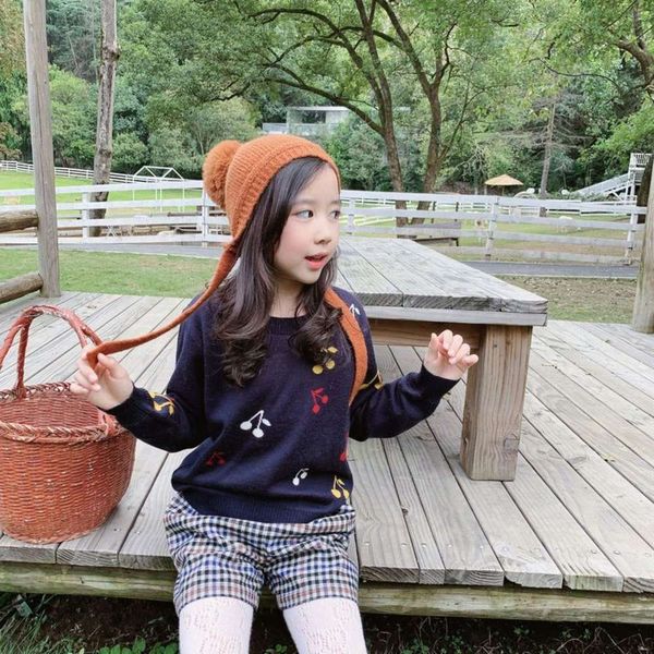 tibetan green jacquard children's cherry black sweater t-shirt r7uc, Blue