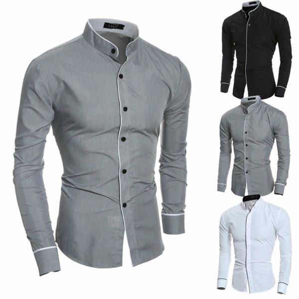 men's luxury casual formal shirt long sleeve slim fit business shirts, White;black
men's luxury casual formal shirt long sleeve slim fit business shirts, White;black