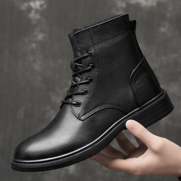 men winter boots keep warm comfortable fashion genuine leather snow boots outdoor waterproof men's ankle, Black
men winter boots keep warm comfortable fashion genuine leather snow boots outdoor waterproof men's ankle, Black