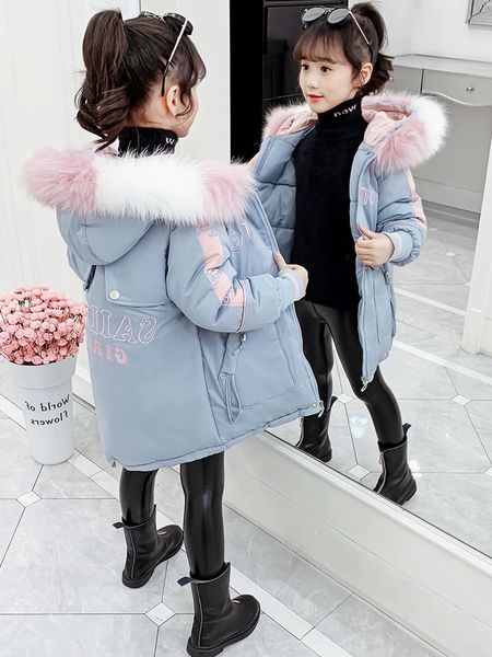 nnew version winter korean coat children's 2020 little girl's cotton padded jacket foreign style medium long down, Blue;gray
nnew version winter korean coat children's 2020 little girl's cotton padded jacket foreign style medium long down, Blue;gray
