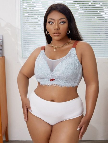 plus contrast lace bra o1ex#, Black;white 
plus contrast lace bra o1ex#, Black;white
