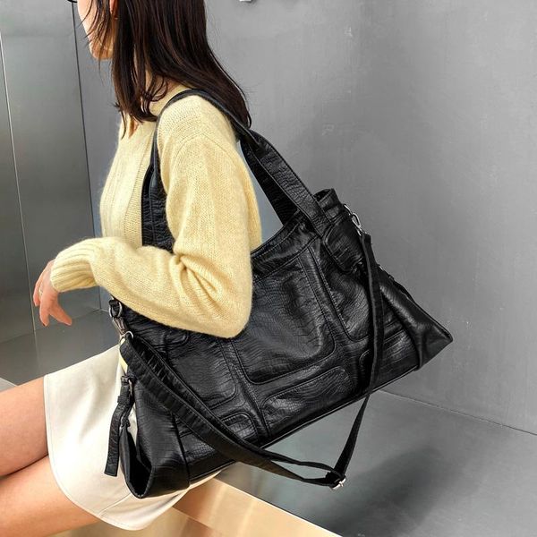 shoulder bags lady cool black soft pu leather big sling bag for female large capacity casual daily crossbody
shoulder bags lady cool black soft pu leather big sling bag for female large capacity casual daily crossbody