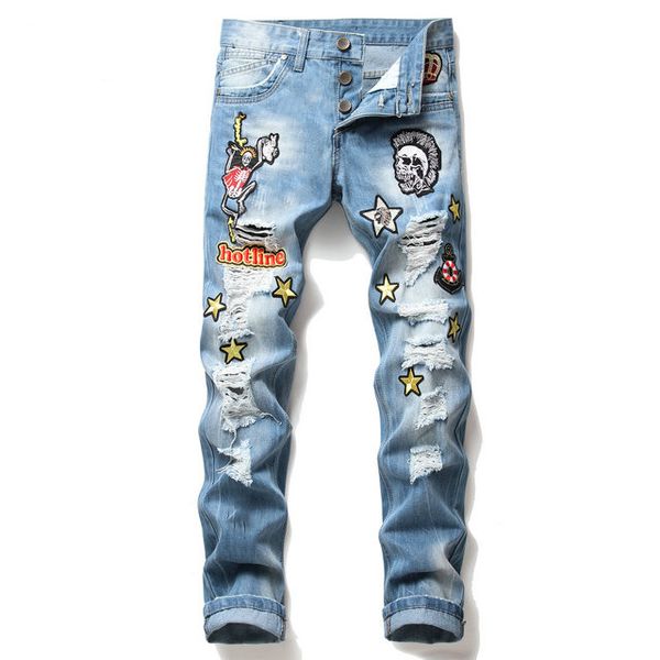 new fashion mens stylist jeans skinny ripped destroyed stretch slim fit hop hop pants with holes for mens joggers jeans, Blue
new fashion mens stylist jeans skinny ripped destroyed stretch slim fit hop hop pants with holes for mens joggers jeans, Blue