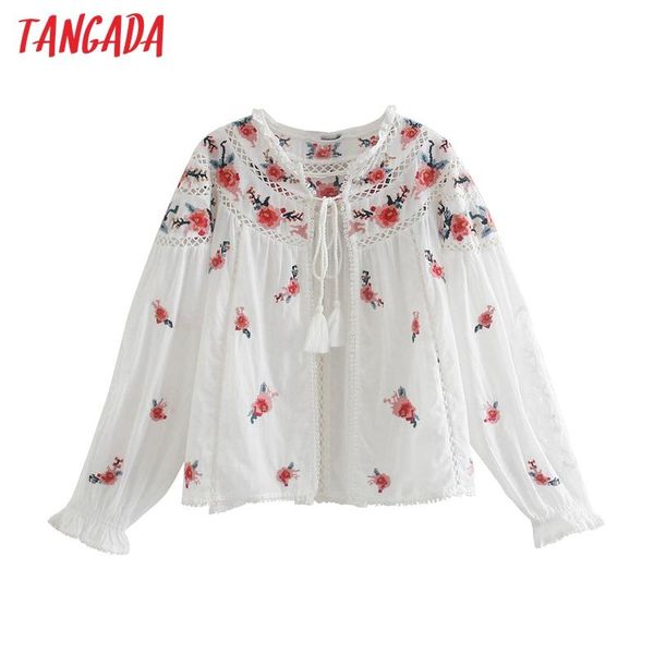 tangada women floral embroidery tassel shirts vintage long sleeve female casual blouses 3h713, White
tangada women floral embroidery tassel shirts vintage long sleeve female casual blouses 3h713, White