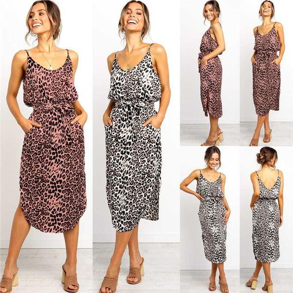 women autumn dress leopard print spaghetti strap midi dress casual sundress boho tight waist pocket backless beach dresses, Black;gray
women autumn dress leopard print spaghetti strap midi dress casual sundress boho tight waist pocket backless beach dresses, Black;gray