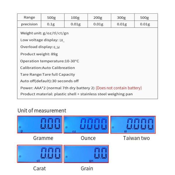 100/200/300/500g 0.01/0.1g digital kitchen scale food jewelry weight measuring tool electronic balance libra mini pocke jllcut
100/200/300/500g 0.01/0.1g digital kitchen scale food jewelry weight measuring tool electronic balance libra mini pocke jllcut