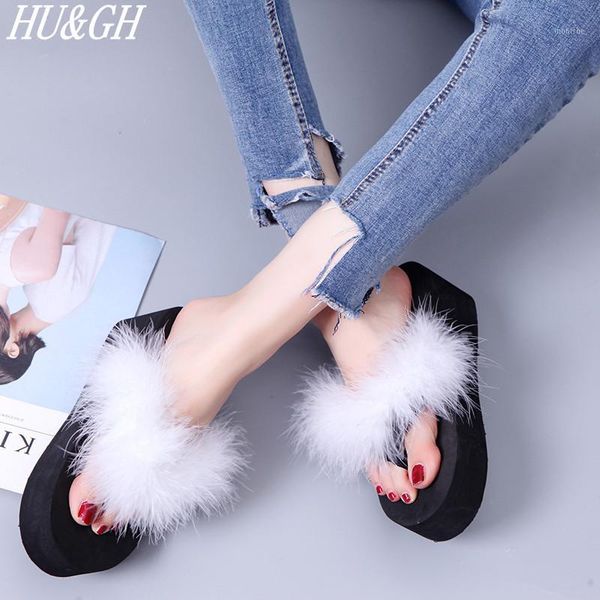 new fashion summer women's feather slippers thick bottom wedges anti-skid flip flops female comfortable light outdoor slippers1, Black
new fashion summer women's feather slippers thick bottom wedges anti-skid flip flops female comfortable light outdoor slippers1, Black