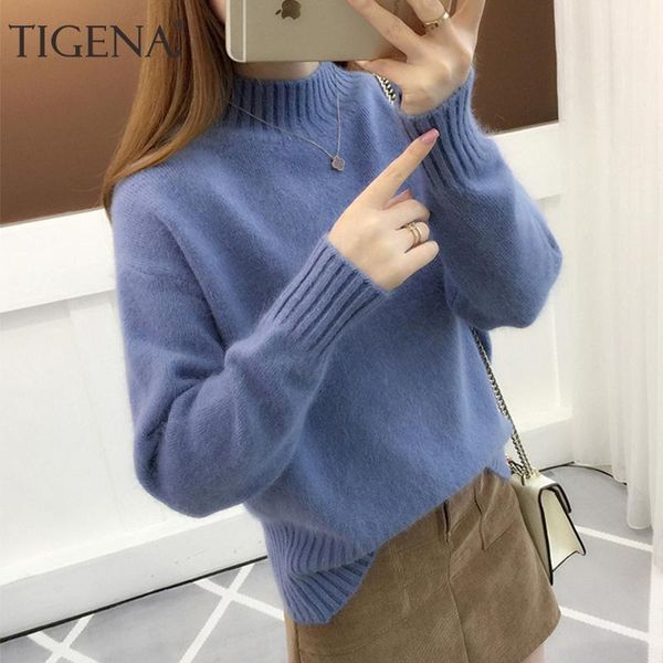 tigena women sweaters and pullovers 2019 winter korean loose long sleeve knitted sweater female turtleneck for women blue green1, White;black
tigena women sweaters and pullovers 2019 winter korean loose long sleeve knitted sweater female turtleneck for women blue green1, White;black