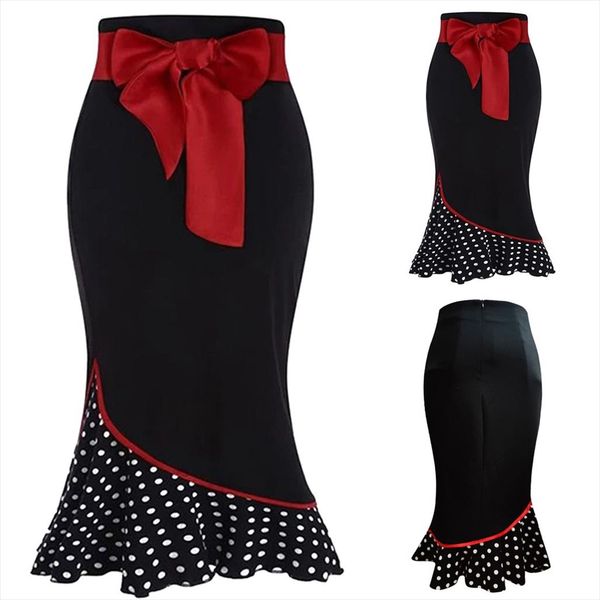 christmas skirts womens bow belt polka dot stitching ruffle fishtail formal skirt long skirt wholesale z4, Black
christmas skirts womens bow belt polka dot stitching ruffle fishtail formal skirt long skirt wholesale z4, Black