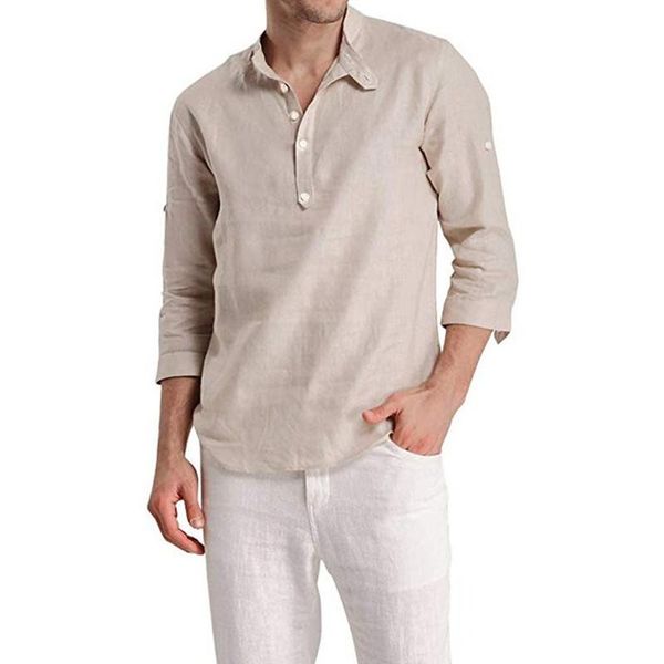 selling product in 2020 new european american men's seven-quarter sleeve stand-up collar half cardigan shirt men's clothing, White;black
selling product in 2020 new european american men's seven-quarter sleeve stand-up collar half cardigan shirt men's clothing, White;black