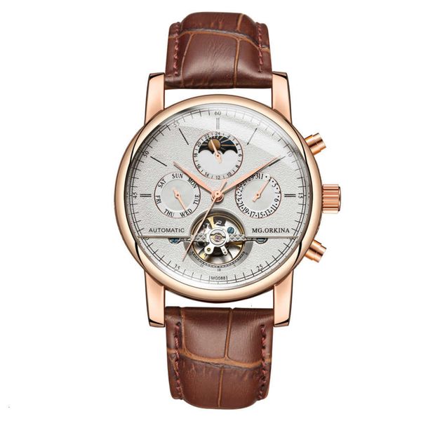 orkina tourbillon leather fully automatic ojina multi-function men's waterproof mechanical watch, Slivery;brown
orkina tourbillon leather fully automatic ojina multi-function men's waterproof mechanical watch, Slivery;brown