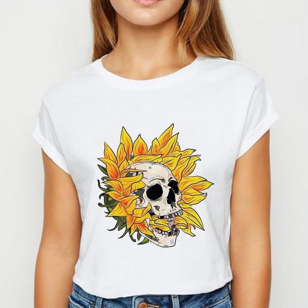 skull in sunflower horror style new t-shirt female personality fashion punk t shirt korean trend style versatile casual tshirt, White
skull in sunflower horror style new t-shirt female personality fashion punk t shirt korean trend style versatile casual tshirt, White