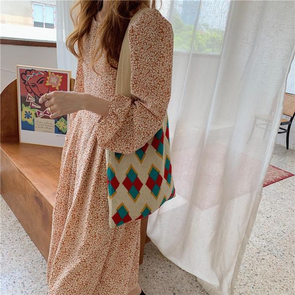 hylhexyr lady knitting rhombic lattice chic tote bag women crochet woolen open shopper handle bag 2020 female daily handbag
hylhexyr lady knitting rhombic lattice chic tote bag women crochet woolen open shopper handle bag 2020 female daily handbag