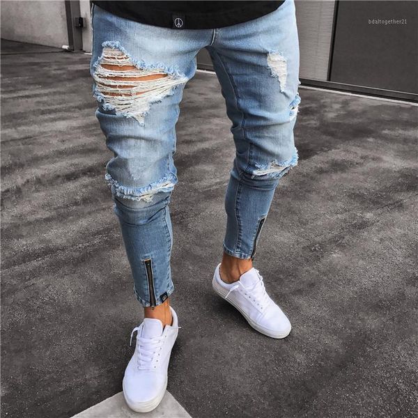 men's jeans ewq / men's trend elastic knee hole zipper denim blue pants 2021 streetwear bottoms male tide vintage trousers 9y25831
men's jeans ewq / men's trend elastic knee hole zipper denim blue pants 2021 streetwear bottoms male tide vintage trousers 9y25831