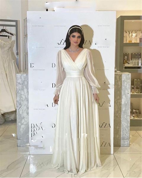 modest ivory chiffon prom dresses long sleeves v neck floor length arabic women simple formal evening gowns, Black
modest ivory chiffon prom dresses long sleeves v neck floor length arabic women simple formal evening gowns, Black
