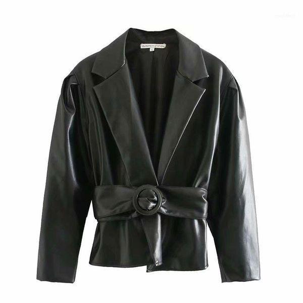 early spring new style fashion artificial leather suit with belt long sleeve pu slim casual street style black suit jacket1, White;black
early spring new style fashion artificial leather suit with belt long sleeve pu slim casual street style black suit jacket1, White;black