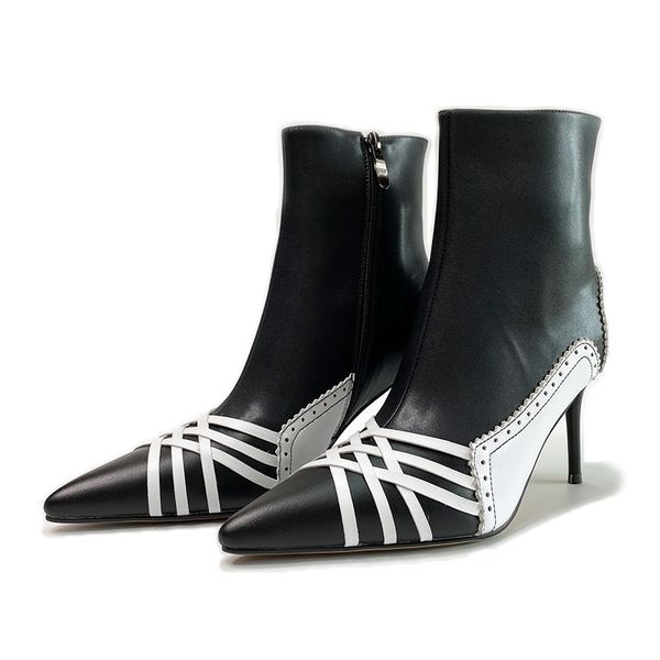 2021 female fashion mark ankle fine high ladies shoes party dance basic genuine leather boots bylt, Black