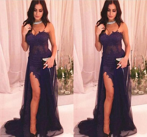 2021 side slit prom dresses mermaid lace applique beaded sweetheart neckline sweep train custom made evening party gowns vestidos, Black
2021 side slit prom dresses mermaid lace applique beaded sweetheart neckline sweep train custom made evening party gowns vestidos, Black