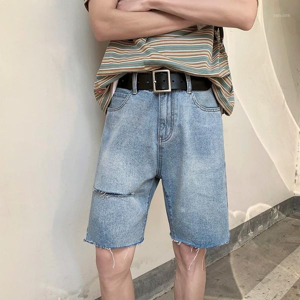 men's jeans summer cotton shorts solid color loose fashion street ripped denim shorts thin section breathable short1, Blue 
men's jeans summer cotton shorts solid color loose fashion street ripped denim shorts thin section breathable short1, Blue