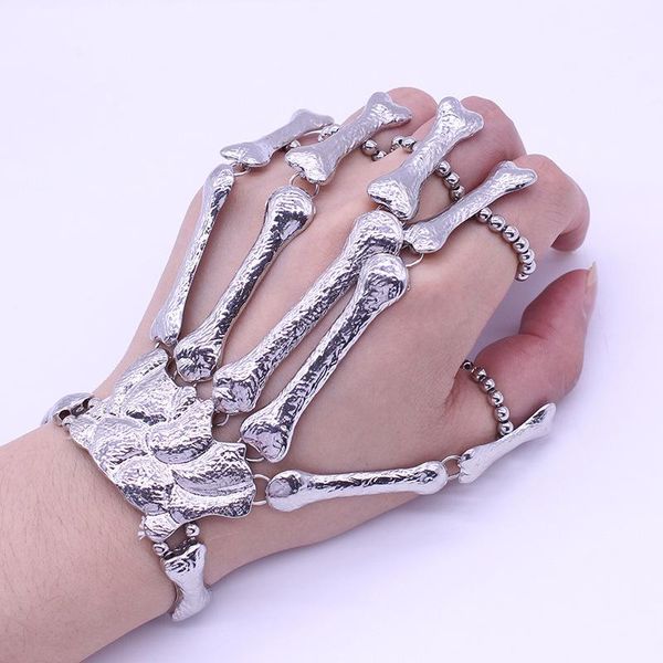 link, chain european and american punk exaggerated skull finger bones joint bracelet halloween jewelry, Black
link, chain european and american punk exaggerated skull finger bones joint bracelet halloween jewelry, Black