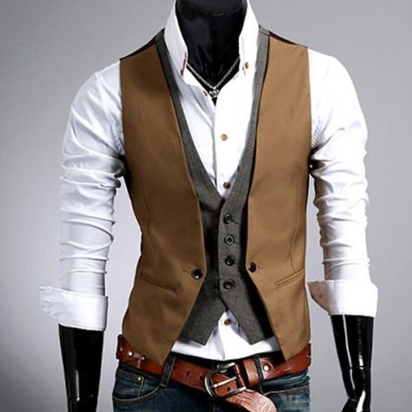 mens fake two pieces slim vest male business casual lattice british style waistcoat autumn single-breasted design suit vest, Black;brown
mens fake two pieces slim vest male business casual lattice british style waistcoat autumn single-breasted design suit vest, Black;brown