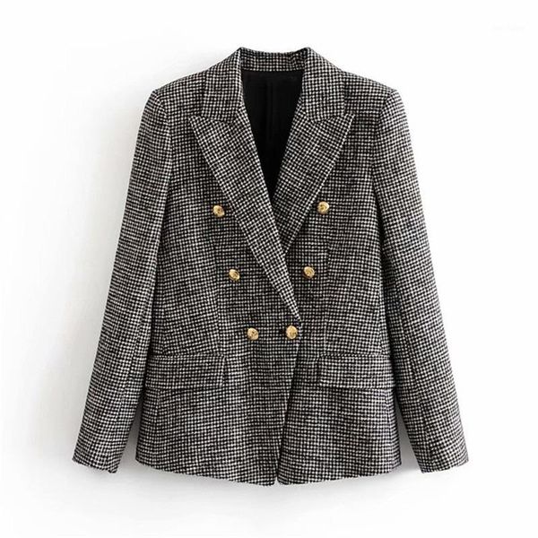 women stylish winter double breasted suit jacket office ladies vintage plaid blazer pockets design work wear outwear1, White;black
women stylish winter double breasted suit jacket office ladies vintage plaid blazer pockets design work wear outwear1, White;black