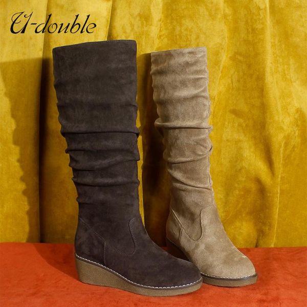 boots u-double brand brown flat mid calf women shoes platform thigh high winter 2021 thick sole long, Black 
boots u-double brand brown flat mid calf women shoes platform thigh high winter 2021 thick sole long, Black