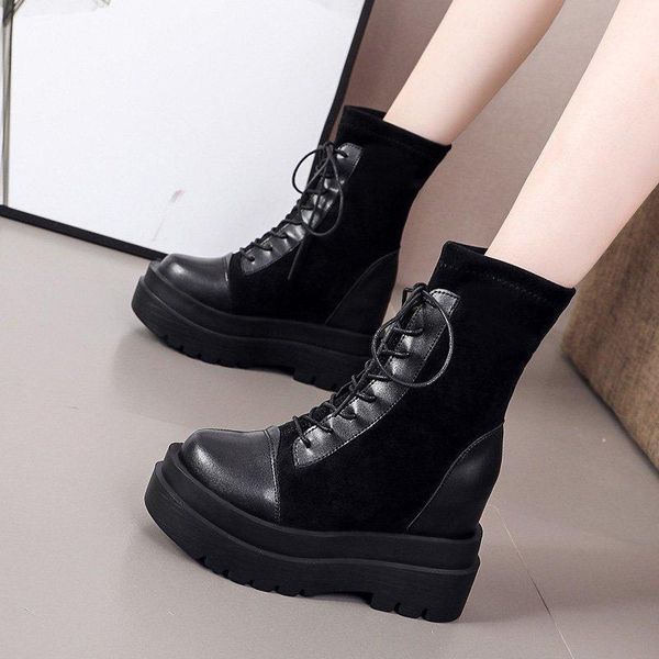 boots 2021 autumn women high platform chunky pu leather patchwork lace up ankle woman height increasing short botas1, Black
boots 2021 autumn women high platform chunky pu leather patchwork lace up ankle woman height increasing short botas1, Black