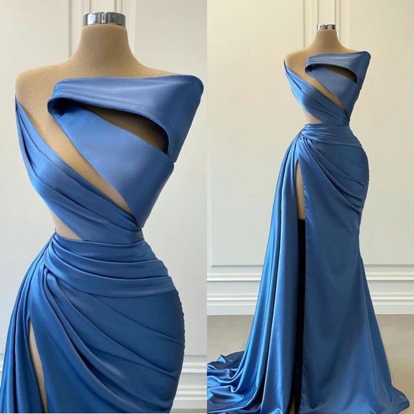 blue mermaid prom dresses bateau neck high side split arabic evening gowns satin robes customize formal party dress, Black;red
blue mermaid prom dresses bateau neck high side split arabic evening gowns satin robes customize formal party dress, Black;red