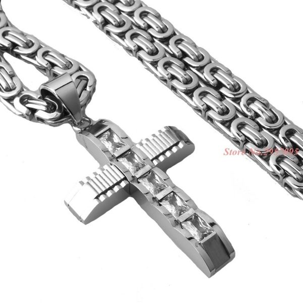 316l stainless steel christs jesus cross pendant necklace link byzantine chain necklaces for men 16"-40" 6mm 201013, Silver
316l stainless steel christs jesus cross pendant necklace link byzantine chain necklaces for men 16"-40" 6mm 201013, Silver