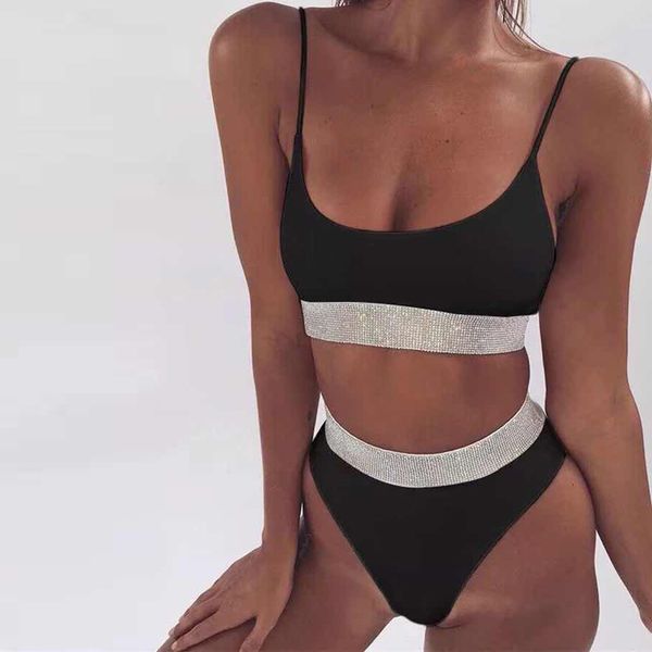 bikini rhinestones brief women bra panty two beach 2 piece outfits underwear set lingerie sets, Red;black