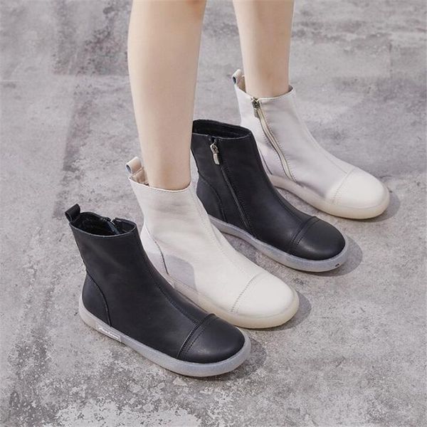 side zipper woman fashion ankle boots soft bottom comfortable ladies boots warm plush snow genuine leather platform botas, Black
side zipper woman fashion ankle boots soft bottom comfortable ladies boots warm plush snow genuine leather platform botas, Black