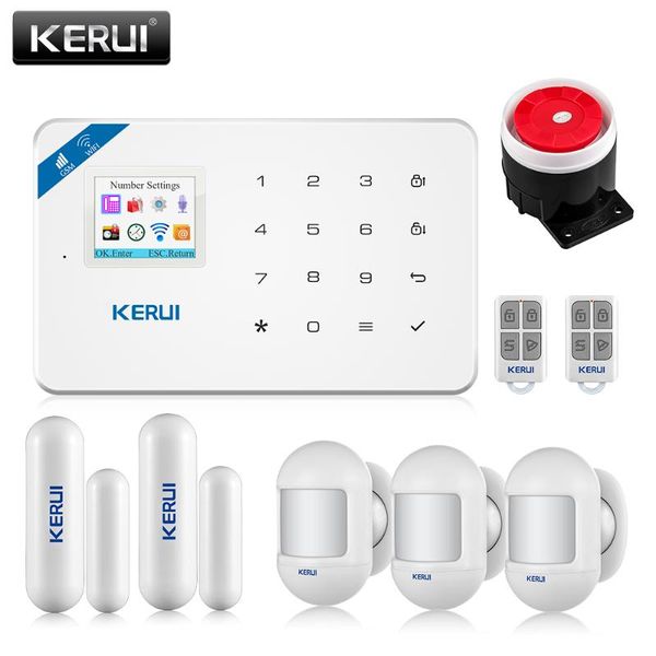 kerui w18 alarm system wifi gsm phone app remote control security motion alarm kit 99 difense zones home protection sensors
kerui w18 alarm system wifi gsm phone app remote control security motion alarm kit 99 difense zones home protection sensors