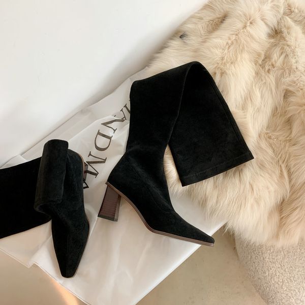 2021 new flock stretch over the knee winter square high heel women shoes pointed toe fashion long boots big size 34-43 9ap1, Black
2021 new flock stretch over the knee winter square high heel women shoes pointed toe fashion long boots big size 34-43 9ap1, Black