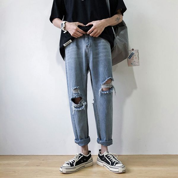 2020 fashionable denim men's pants of thin men embroidered streetwear ripped fine man fitting hip hop zipper harajuku male jeans homme, Blue
2020 fashionable denim men's pants of thin men embroidered streetwear ripped fine man fitting hip hop zipper harajuku male jeans homme, Blue