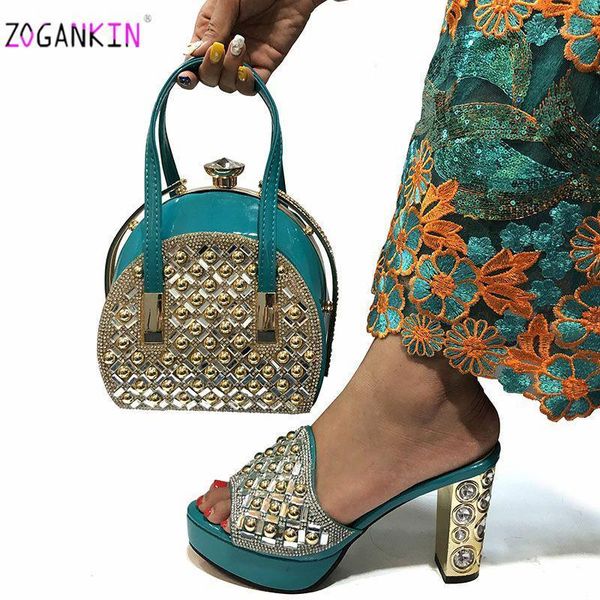 dress shoes teal color latest spring decorated with stone woman and bags set african style high heels slipper for party1, Black
dress shoes teal color latest spring decorated with stone woman and bags set african style high heels slipper for party1, Black