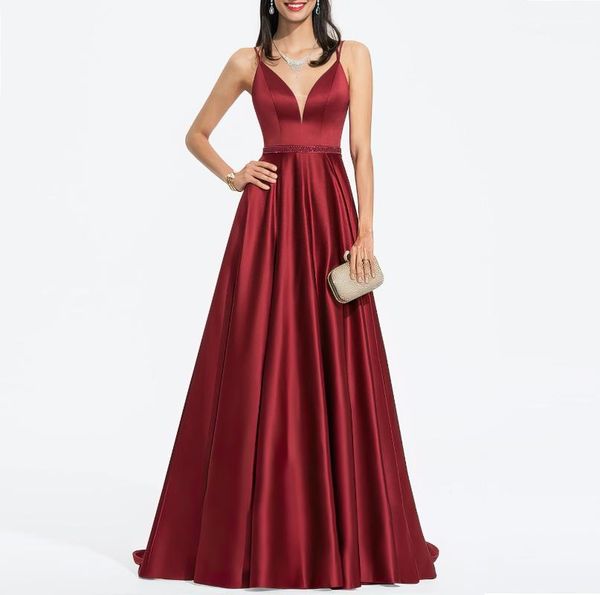 party dresses women's formal prom evening dress satin strapless a line red black long wedding plus size ceremony, White;black
party dresses women's formal prom evening dress satin strapless a line red black long wedding plus size ceremony, White;black