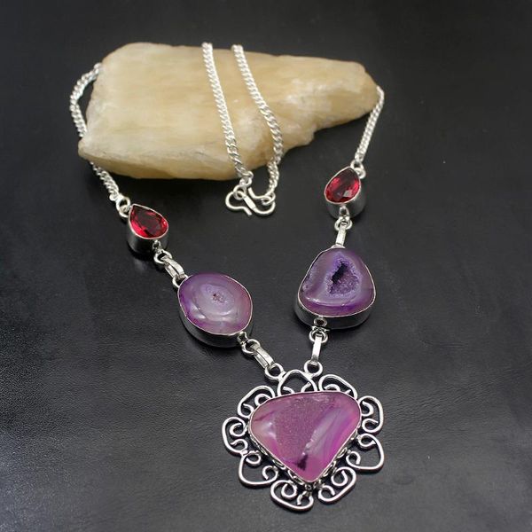 natural charm drusy red z925 sterling silver color beautiful women party necklaces 19.5 inch tf464
natural charm drusy red z925 sterling silver color beautiful women party necklaces 19.5 inch tf464