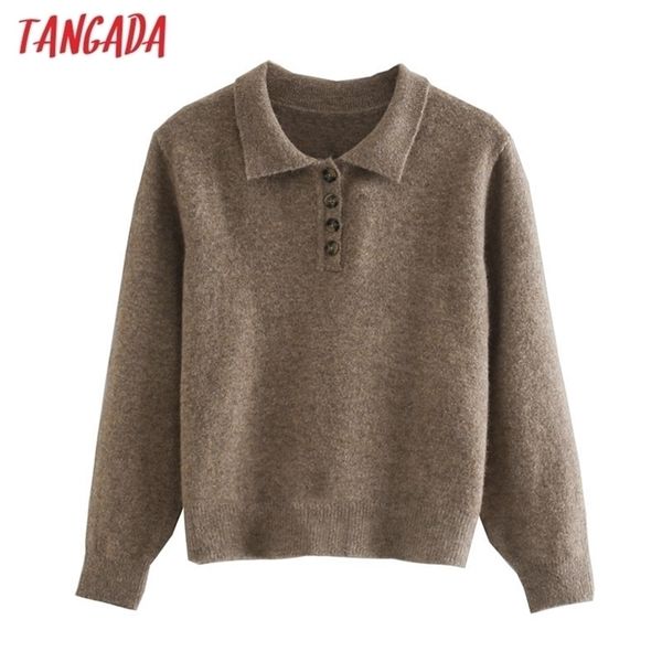 tangada women fashion elegant solid knitted sweater jumper turn down collar female pullovers chic 3h112 201221, White;black
tangada women fashion elegant solid knitted sweater jumper turn down collar female pullovers chic 3h112 201221, White;black