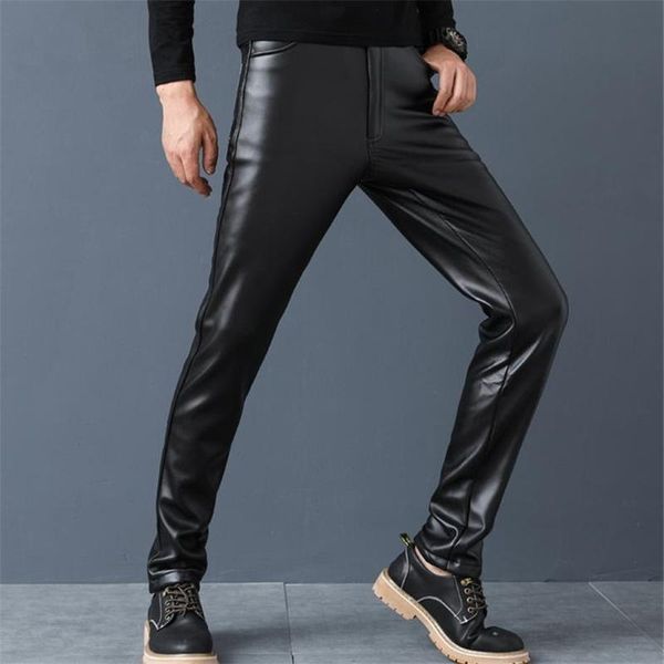 men's pants male thick skinny pu pantalons capris man plus size leather velvet slim trousers warm mid elastic motorcycle pant, Black
men's pants male thick skinny pu pantalons capris man plus size leather velvet slim trousers warm mid elastic motorcycle pant, Black