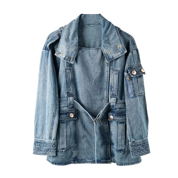 golden button turtleneck vintage thick denim jacket for women 2019 spring long sleeve loose casual coat with belt t200319, Black;brown
golden button turtleneck vintage thick denim jacket for women 2019 spring long sleeve loose casual coat with belt t200319, Black;brown